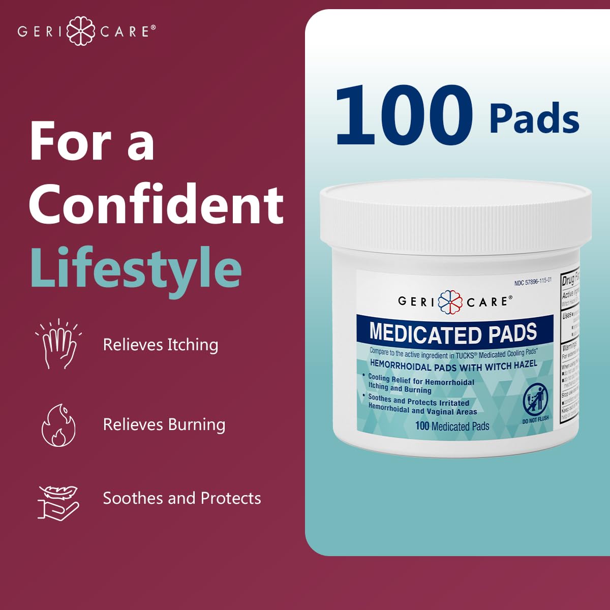 GeriCare Anti-Diarrheal Caplets 24 Count & Medicated Pads of Witch Hazel 50% 100 Count Bundle – Fast Relief for Diarrhea, Soothing Medicated Pads for Irritation, Digestive Support & Travel GeriCareBuy Supplements Australia