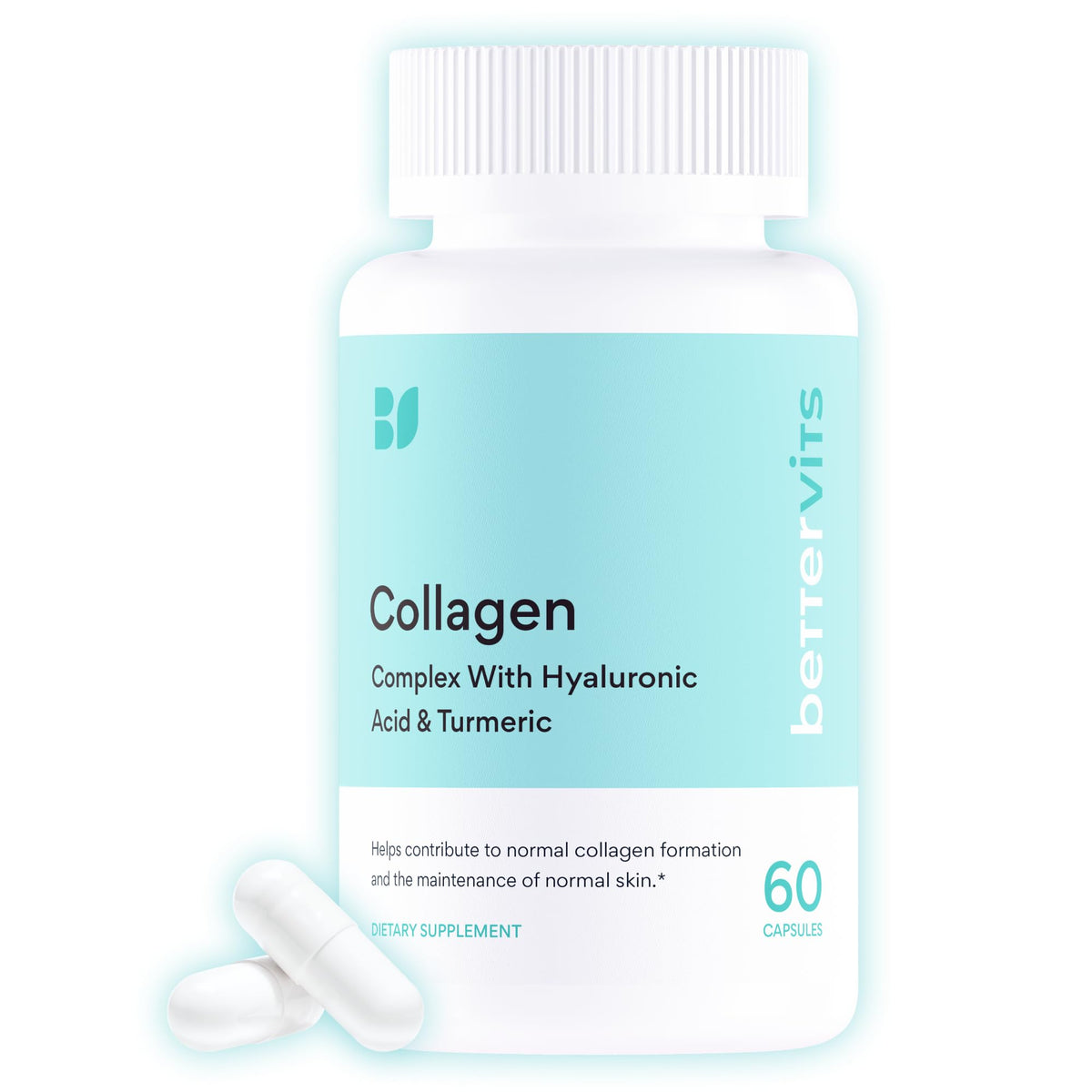 Bettervits Collagen Peptides Complex with Hyaluronic Acid & Turmeric | Hydrolyzed Marine Collagen Supplements for Women & Men | Collagen with Vitamin C for Skin, Hair, Nails & Joints – 60 Capsules Bettervits buy supplements Au