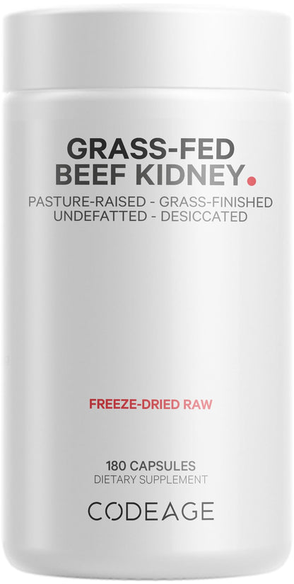 Codeage Grass Fed Beef Kidney Supplement - Freeze Dried, Non-Defatted, Desiccated Glandulars Nutrition Bovine Pills – Pasture Raised Beef Vitamins - Non-GMO -180 Capsules CodeageBuy Supplements Australia