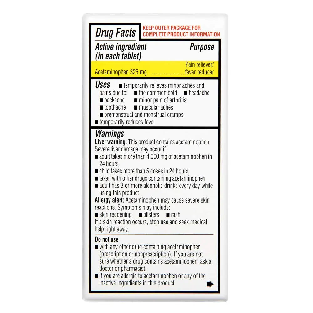 Rite Aid Regular Strength Pain Relief Acetaminophen, 325mg - 100 Tablets | Pain Reliever and Fever Reducer | Joint Pain Relief | Muscle Pain Relief | Arthritis Pain Relief | Back Pain Relief Products Rite AidBuy Supplements Australia