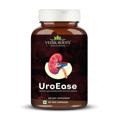 VEDIKROOTS UroEase | Ayurvedic Herbal Supplement for Kidney Health & Uric Acid Levels | Supports Urinary Tract Health | 60 Veg Capsules