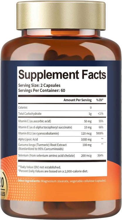 Totaria Alpha Lipoic Acid 1000mg - ALA Supplement Antioxidant for Neuropathy Support Nerve Health, Liver Detox, Antioxidant, Metabolism and Cell Energy, Anti-Aging - Non-GMO, Gluten Free, Vegan Safe