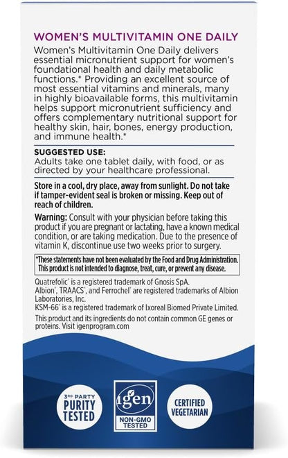 Nordic Naturals Women's Multivitamin One Daily, Energy, Hair & Skin Support | 20 Essential Nutrients for Skin, Hair, Energy & Bone Support. Immunity Supplement. One Daily Tablet. 30 Servings.