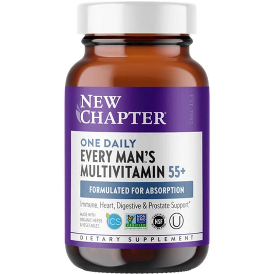 New Chapter Multivitamin for Men 50 Plus - Every Man's One Daily 55+ with Fermented Probiotics + Whole Foods + Astaxanthin New Chapter