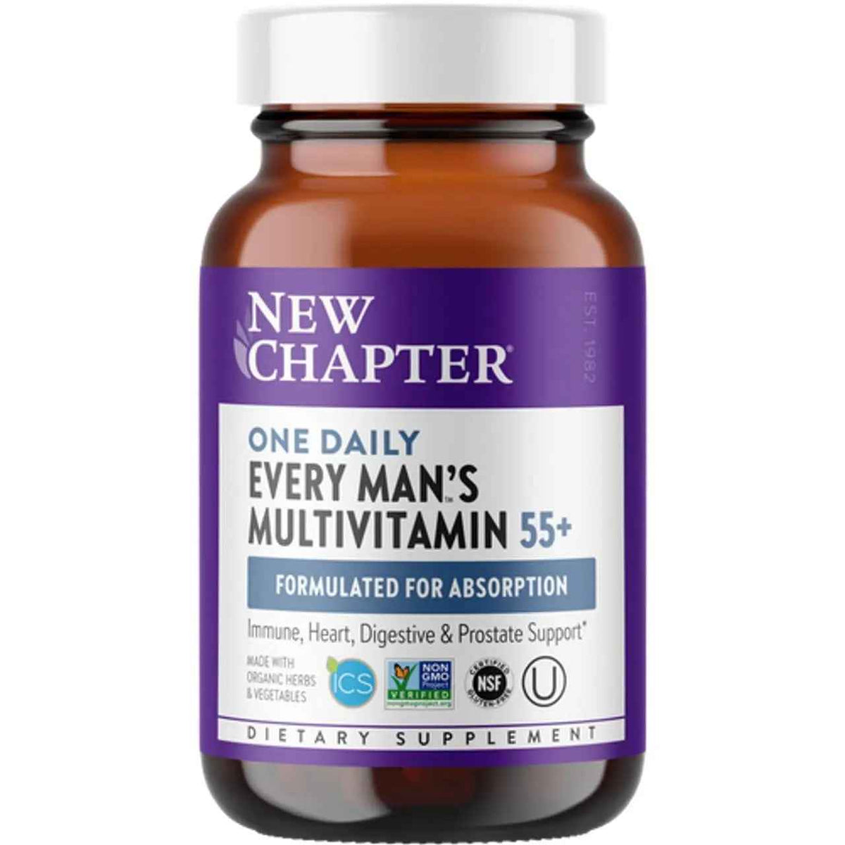 New Chapter Multivitamin for Men 50 Plus - Every Man's One Daily 55+ with Fermented Probiotics + Whole Foods + Astaxanthin