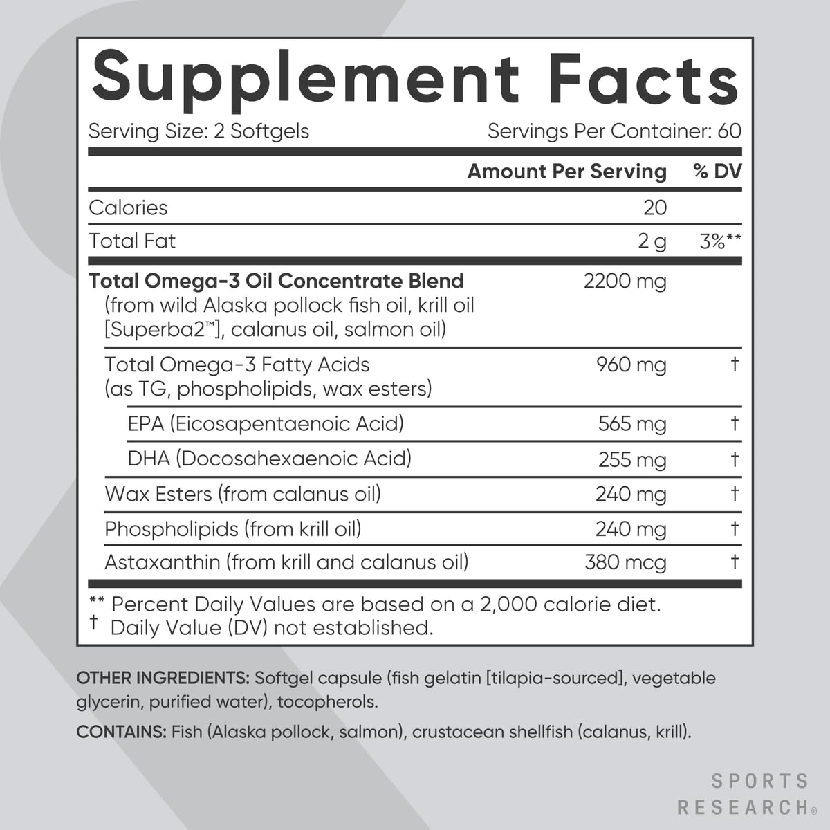 Sports Research® 2-in-1 Pack - Total Omega-3 Fish Oil 2200mg - 960mg of EPA & DHA, and Vitamin D3 5000iu + K2 100mcg Sports Research buy supplements Au