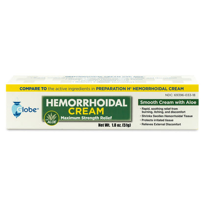Globe Hemorrhoidal Cream (2 Pack) 1.8 oz w/Applicator Phenylephrine, Pramoxine with Aloe, Relief from Burning, Itching and Discomfort of Hemorrhoids. GlobeBuy Supplements Australia