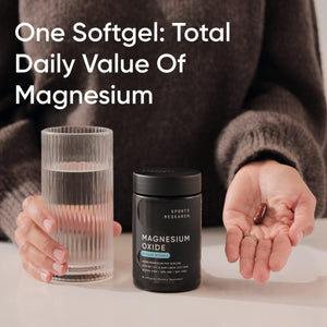 Sports Research® Magnesium Oxide 420mg with Coconut MCT Oil - Magnesium Supplement for Muscle, Nerve, and Bone Support* - Gluten-Free, Non-GMO - 90 Softgels Sports Research buy supplements Au