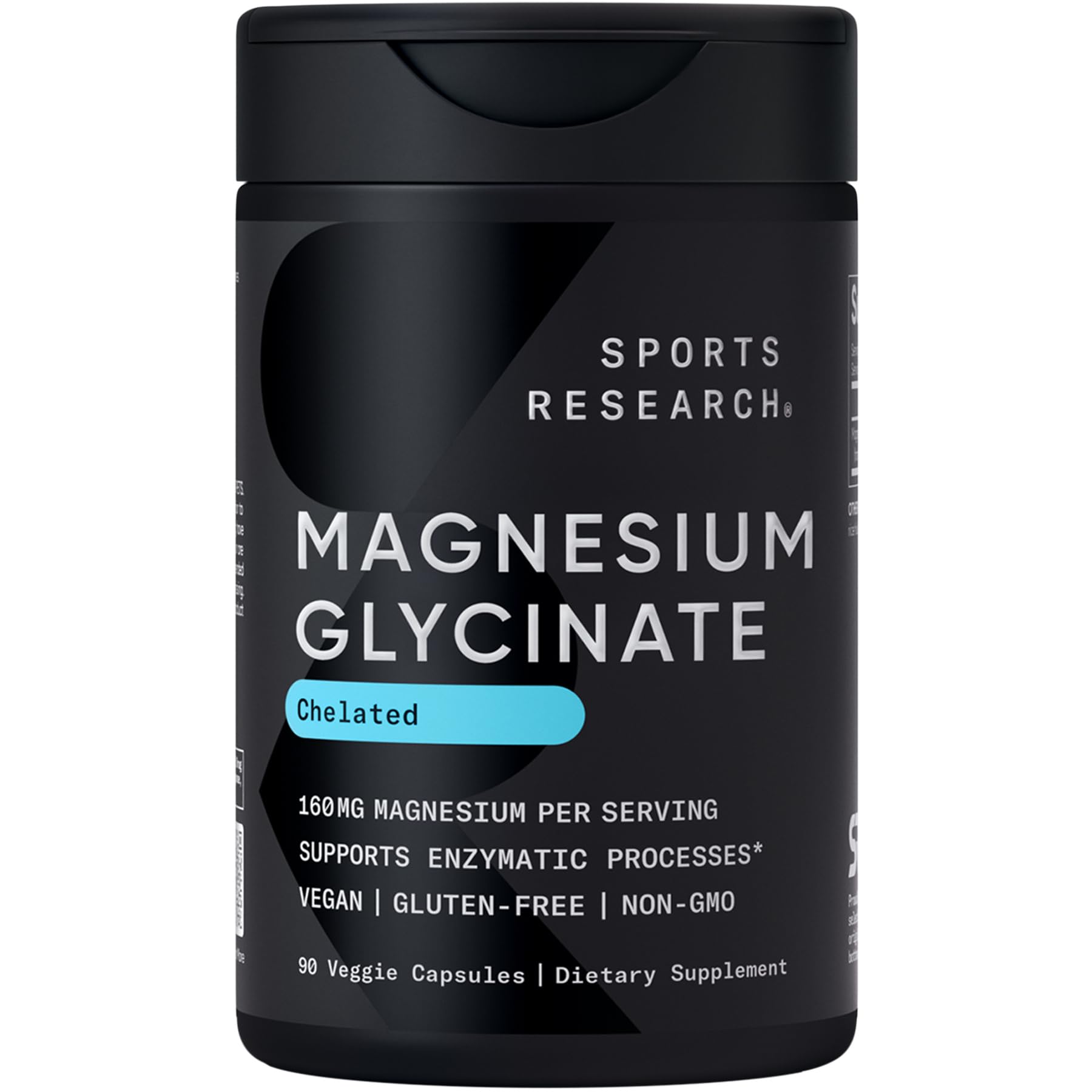 Sports Research® Magnesium Glycinate - Supports Restful Sleep & Enzymatic Processes - 160 mg Chelated Magnesium - Vegan Capsule - 90 Count Sports ResearchBuy Supplements Australia