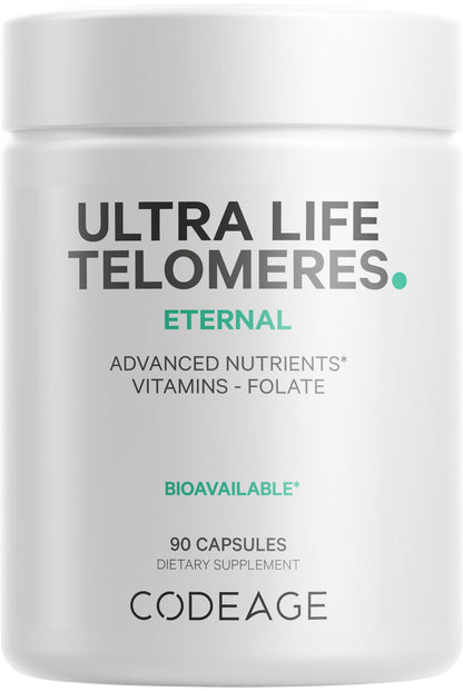 Codeage Ultra Life Telomeres Supplement - 5 MTHF Folate Vitamin B9, Vitamin B12 Methylcobalamin, Vitamin D3, L-Theanine, Ashwagandha - 3-Month Supply - DNA, Methylation Cycle - Non-GMO - 90 Capsules CodeageBuy Supplements Australia