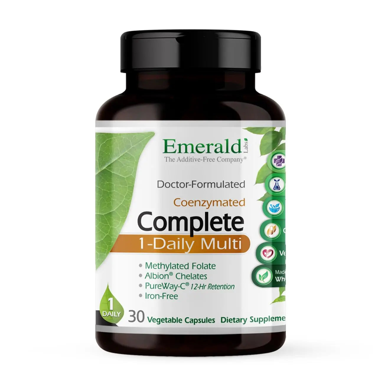 EMERALD LABS Complete 1-Daily Multi - Complete Multivitamin for Men & Women with Vitamin C, Methylated Folate, Whole-Food Blend EMERALD LABS