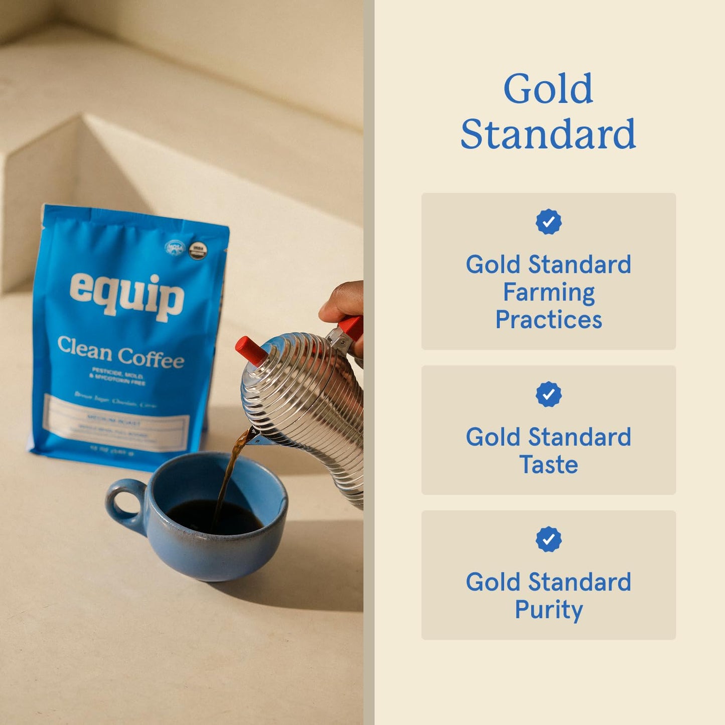 Equip Foods Clean Coffee | Gold Standard, Certified Organic, Fair Trade, Regenerative | Medium Roast, Whole Bean, Nicaragua | Brown Sugar+Chocolate+Citrus
