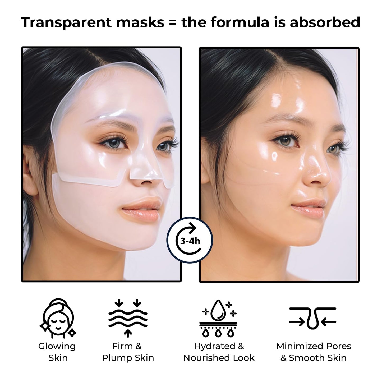 MONIER Collagen Face Mask | Bio-Collagen Real Deep Mask | Overnight Sheet Mask For Glass Skin, Facial Beauty Korean Skin Care, For Dry & Sensitive Skin (4 Pack)
