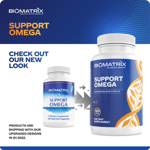 Support Omega EPA DHA Omega 3 Fish Oil Supplement - Cardiovascular, Musculoskeletal Support (120 Gel Capsules) BioMatrix buy supplements Au