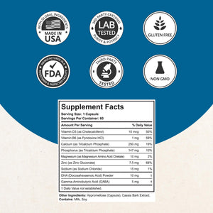 NuBest Grow Power - Calcium Supplement, Magnesium Supplement with Vitamin D3, B6, Zinc, Phosphorus and Multivitamin for Strong Bones, Overall Health for Age 10+ | 60 Capsules | 1 Month Supply NuBestBuy Supplements Australia
