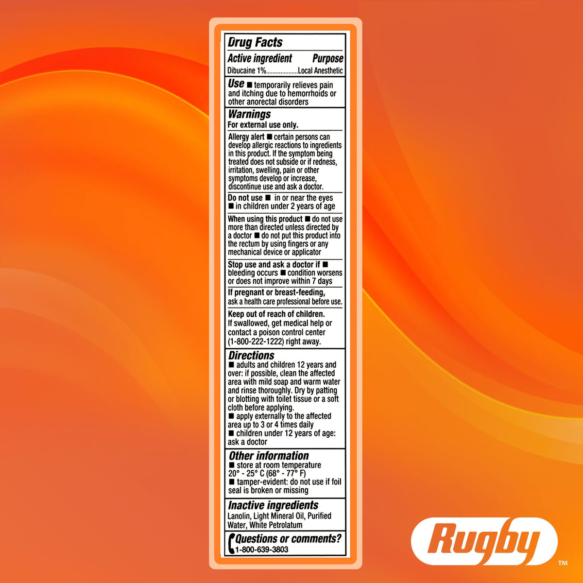 Rugby Dibucaine Topical Anesthetic 1% Hemorrhoid Ointment - Pain Relief Cream for Itching and Burning, Hemorrhoid Treatment, Anti Itch Cream 1 Oz (3 Pack) RUGBY LABORATORIESBuy Supplements Australia
