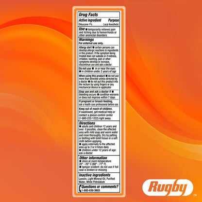 Rugby Dibucaine Topical Anesthetic 1% Hemorrhoid Ointment - Pain Relief Cream for Itching and Burning, Hemorrhoid Treatment, Anti Itch Cream 1 Oz (3 Pack) RUGBY LABORATORIESBuy Supplements Australia