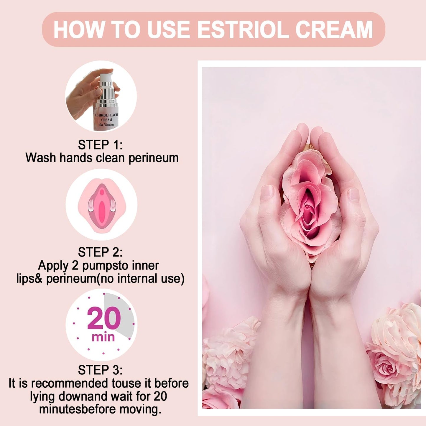 Bioidentical Estriol Cream for Women, Intimate Moisturizing Cream for Vaginal Dryness & Discomfort, Menopause Support (Peach Flavor) WJunHua buy supplements Au