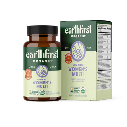 EarthFirst Organic Women’s Multi Once Daily, Women's Multivitamin, Iron, Vitamin B12 & More, 19 Vitamins from Herbs & Superfoods, 30 Count EarthFirst Organic