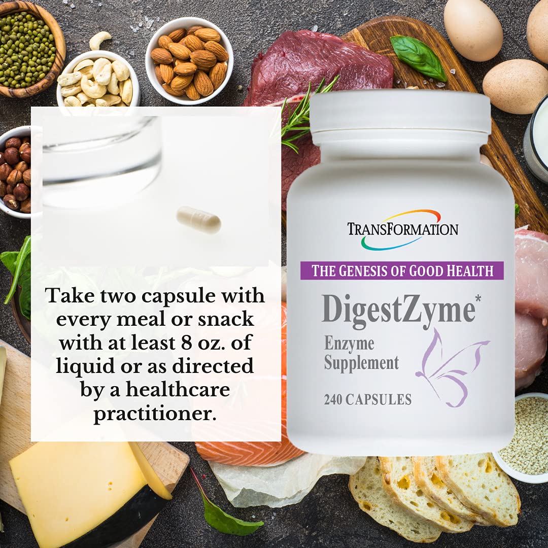 TRANSFORMATION THE GENESIS OF GOOD HEALTH Enzymes Natural DigestZyme Supplement Formula for Overall Health for Children, Nutrient Absorption, Support Digestion During Pregnancy & Lactation, 120