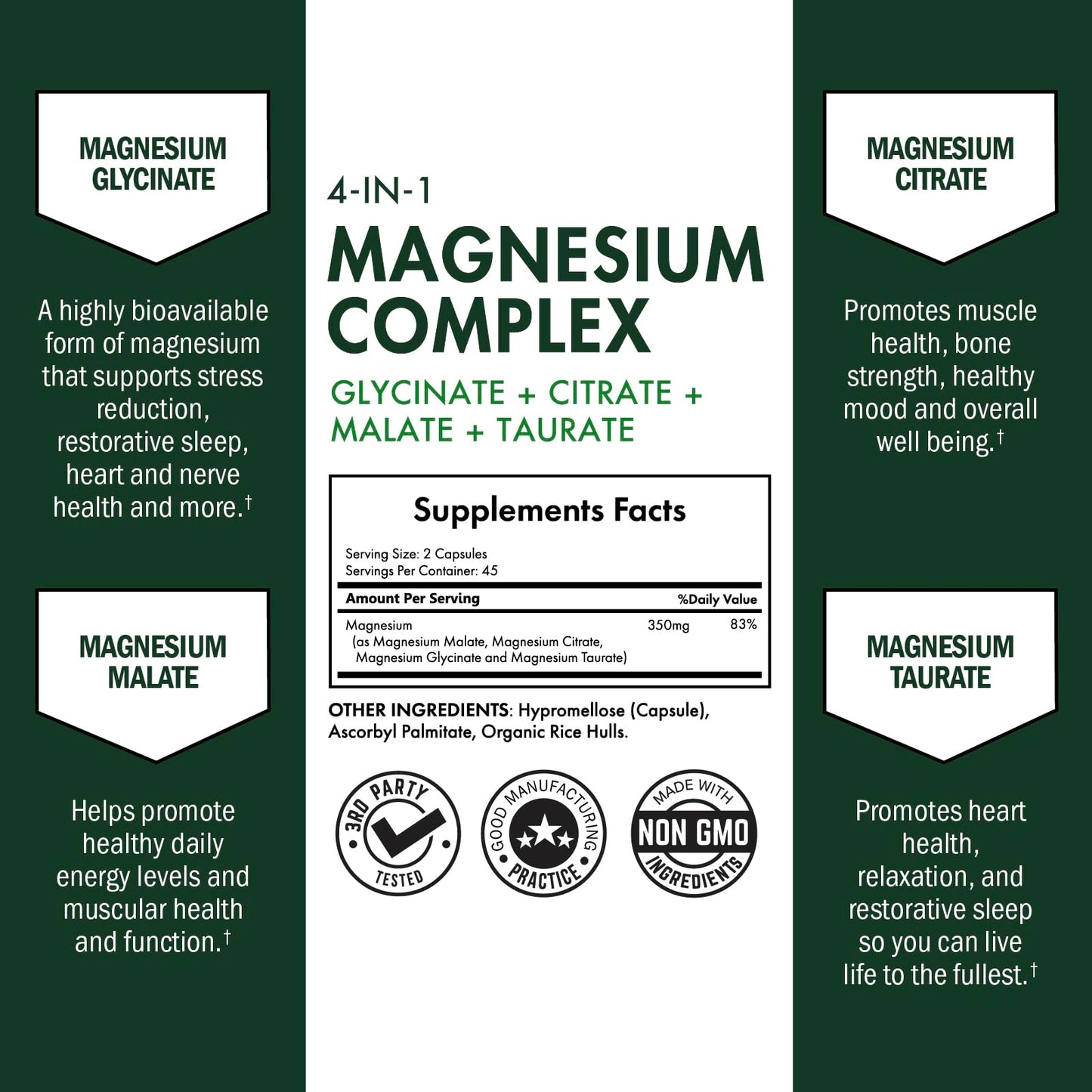 BioSchwartz Magnesium Complex Supplement (90 Capsules) 350mg Magnesium Glycinate Citrate Malate and Taurate Per Serving for Healthy Nerves Muscles Heart Sleep Support (Vegan, Gluten-Free, Non-GMO) BioSchwartz buy supplements Au