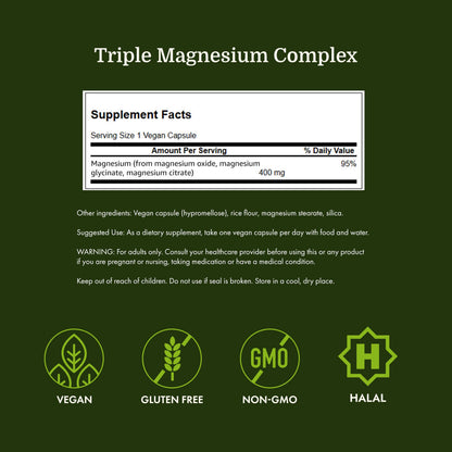 Swanson Triple Magnesium Complex Bone, Nerve, and Muscle Support Supplement for Adults Seeking Optimal Magnesium Absorption - 400 mg (300 Vegan Capsules) Swanson buy supplements Au