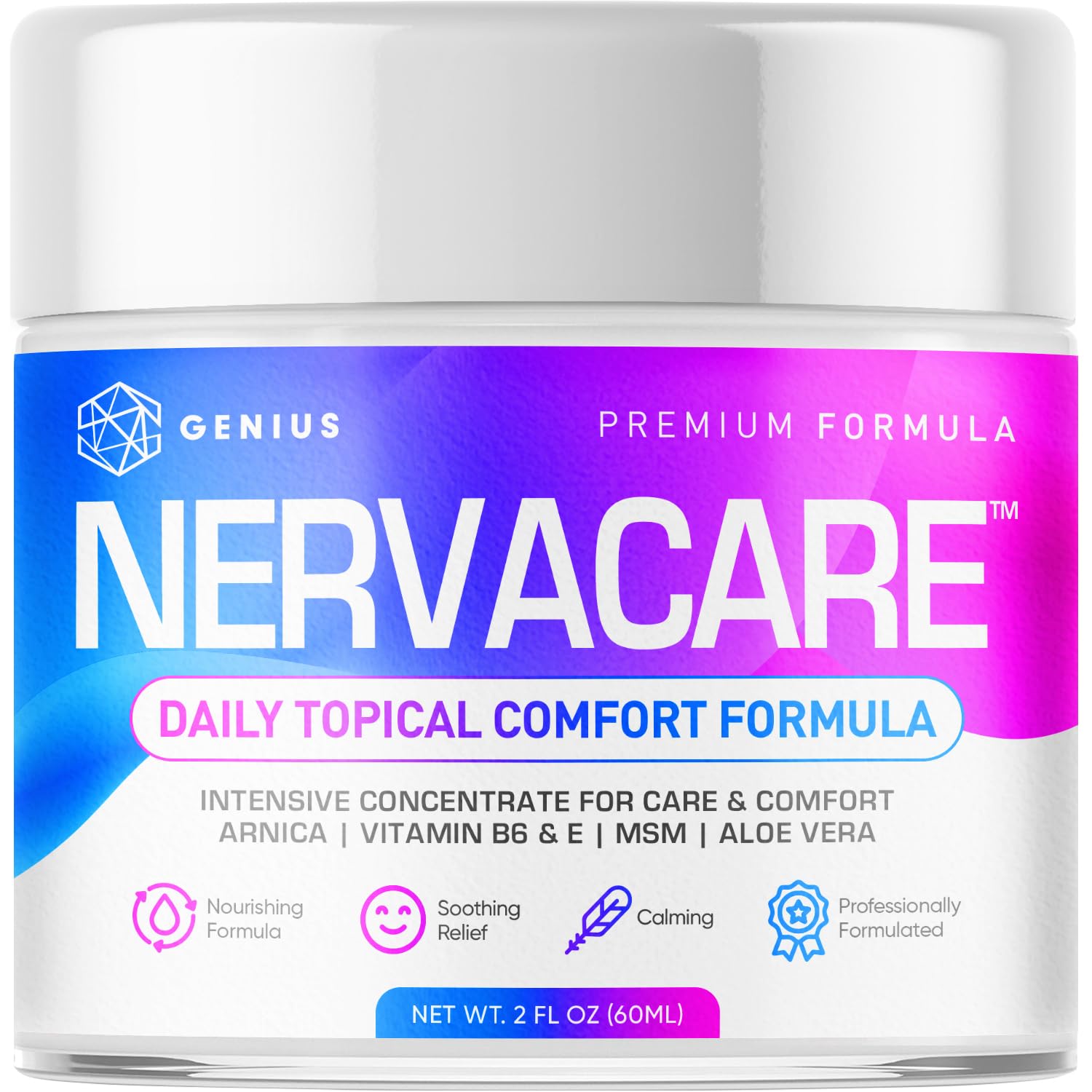 Genius Nervacare – Neuropathy Cream for Feet, Hands, Legs & Toes – Nerve Comfort Cream with Menthol, Arnica, MSM, Vitamin B6, Aloe Vera – Fast-Absorbing, Non-Greasy 2Oz GENIUS CUREBuy Supplements Australia
