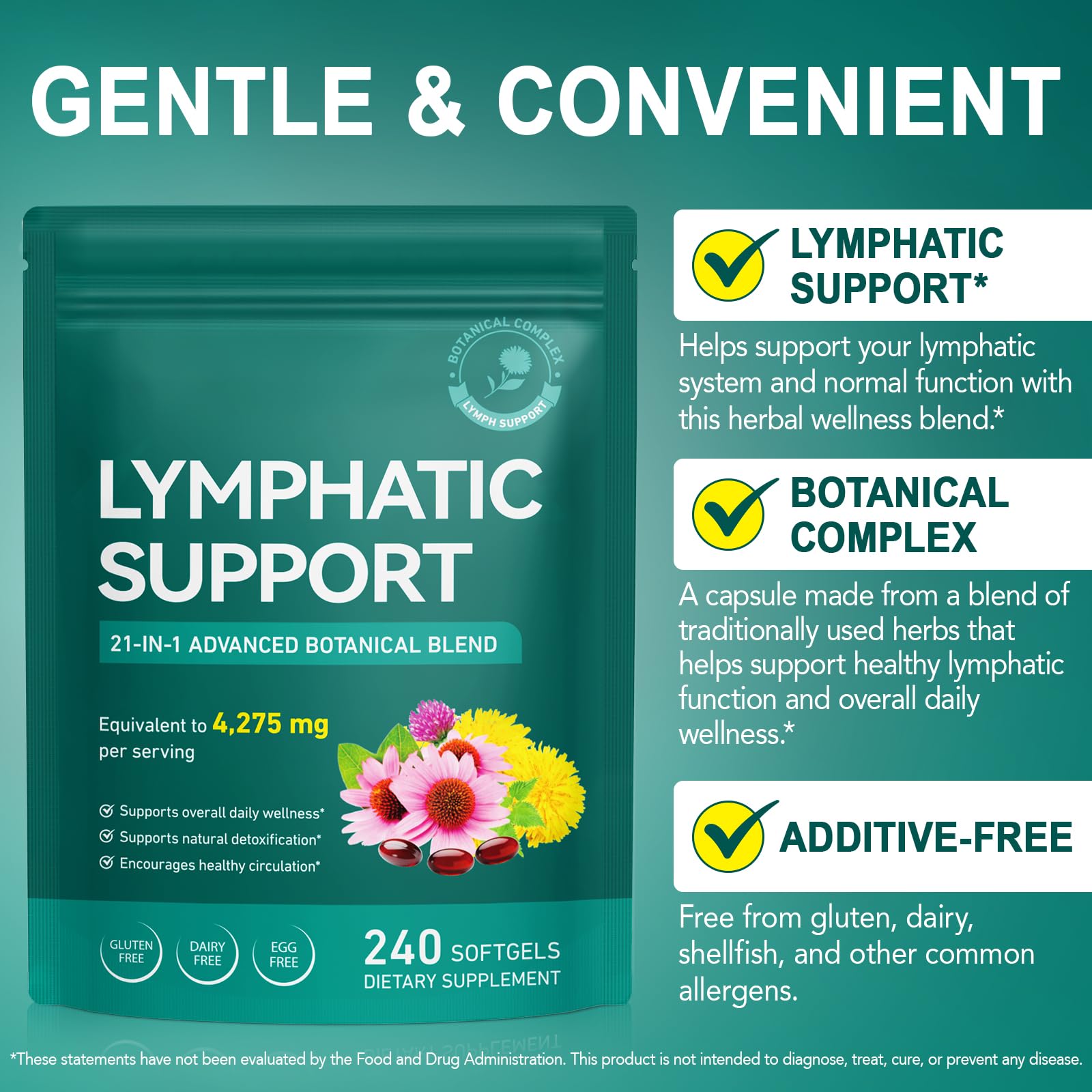 240 Softgels 21-in-1 Liposomal Lymphatic Drainage Supplements, 4275mg Lymph System Support Supplement for Women & Men,Herbal Blend,with Dandelion, Burdock, Echinacea,Rutin, Turmeric,Cleavers & More Ruduwu buy supplements Au