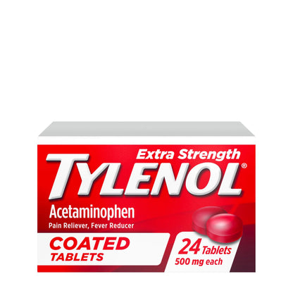 Tylenol Extra Strength Pain Reliever & Fever Reducer, Round Coated Tablets, 500 mg Acetaminophen Pain Relief Pills for Headache, Toothache & Minor Arthritis Pain, 24 ct TylenolBuy Supplements Australia