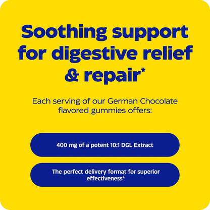 Enzymedica DGL Supplement for Men & Women - DGL Deglycyrrhizinated Licorice Gummies for Digestive Support & Gut Health, Soothes Stomach & Occasional Heartburn, Gluten Free, Vegan, Chocolate - 74 Count