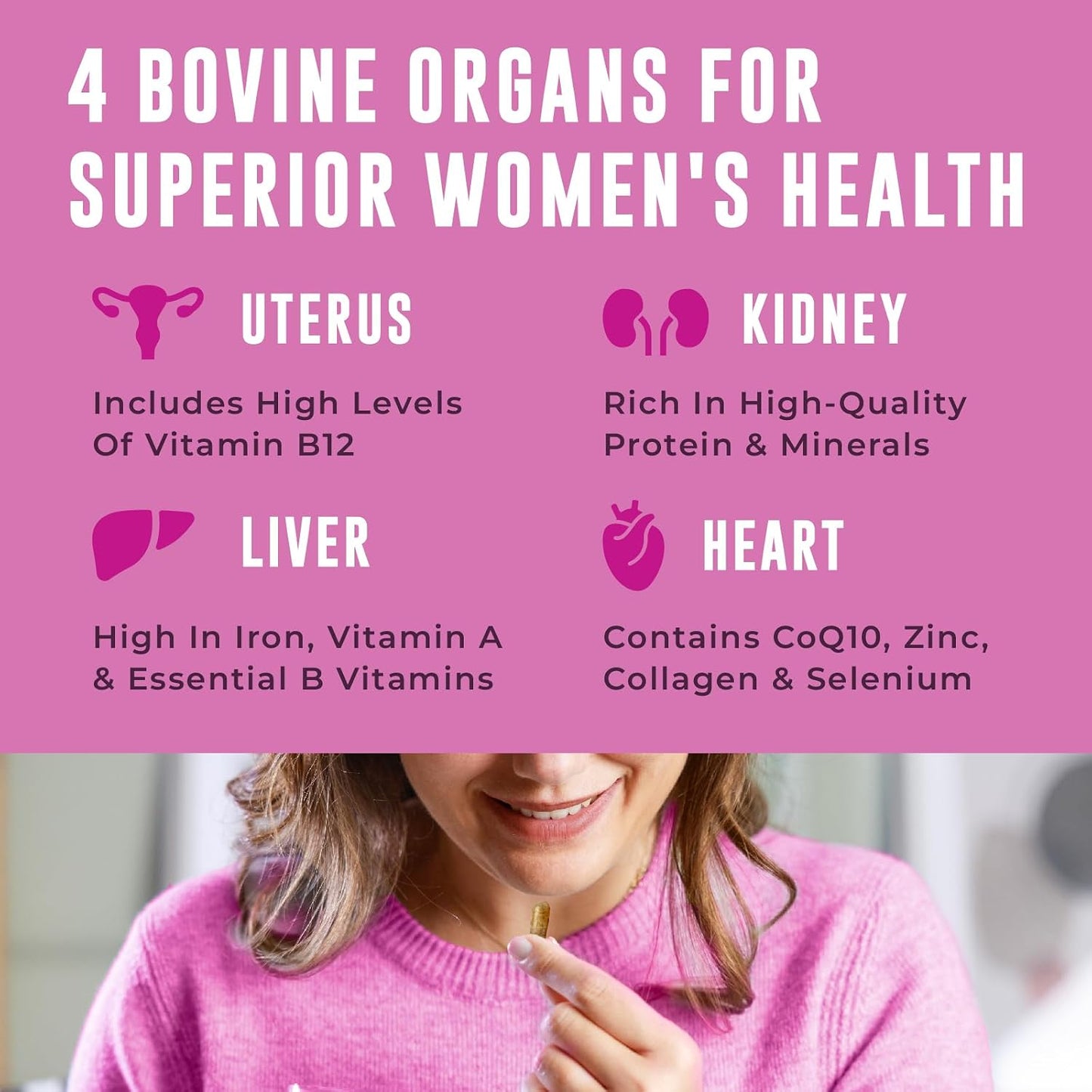 Left Coast Performance Hydrolyzed Multi Collagen Peptides Capsules & Beef Organ Supplement for Women - Bovine Wellness Bundle for Women's Gut Health Energy Hormone Balance and Immune Support
