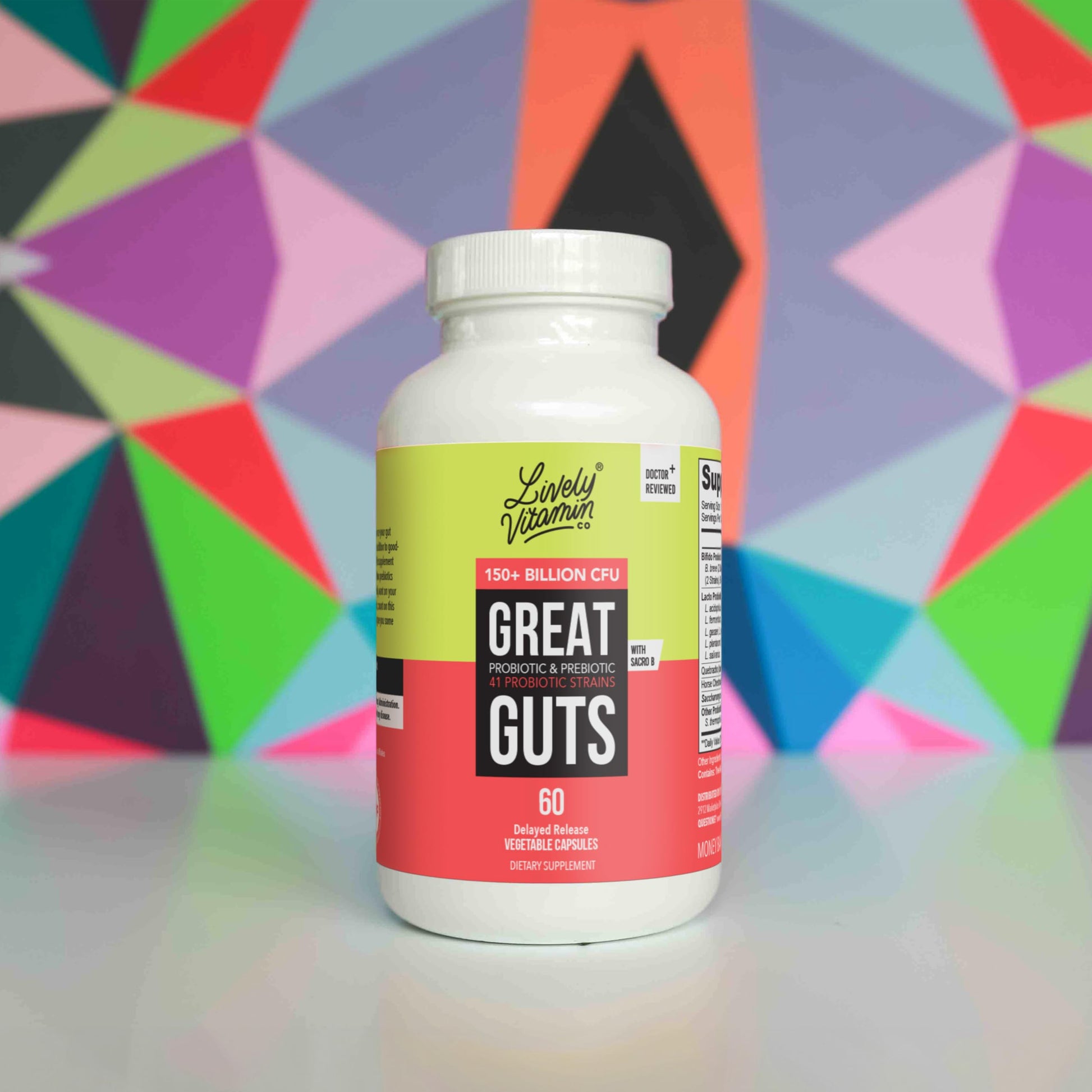 LIVELY VITAMIN CO. Great Guts Probiotic - 25 Billion CFU Probiotic - Balance Gut Microbiome, GI Tract, Inflammation, Indigestion, Reflux, Upset Stomach, & Diarrhea - 90 Caps LIVELY VITAMIN CO buy supplements Au
