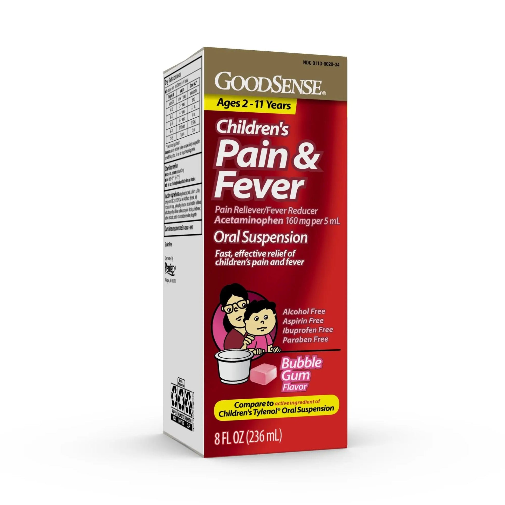 GoodSense Children's Pain and Fever Oral Suspension Liquid, Acetaminophen 160 mg per 5 mL, Bubble Gum Flavor GoodSenseBuy Supplements Australia