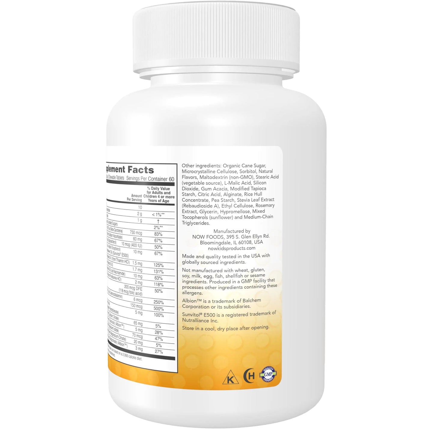 NOW Kids Supplements, Kid Vits Multivitamin, Berry Lemonade Flavor, 120 Chewable Tablets NOW Foods