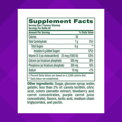 vitafusion Chewable Calcium Gummy Vitamins for Bone and Teeth Support, Calcium Gummies, Fruit and Cream Flavor, 100 Count, 50 Day Supply Vitafusion