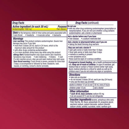 Vicks PainQuil Pain Relief Acetaminophen 1000mg Max Strength‡ Adult Pain Reliever Liquid 12oz, Backache Headache Relief, 1 Daytime Pain Reliever VicksBuy Supplements Australia