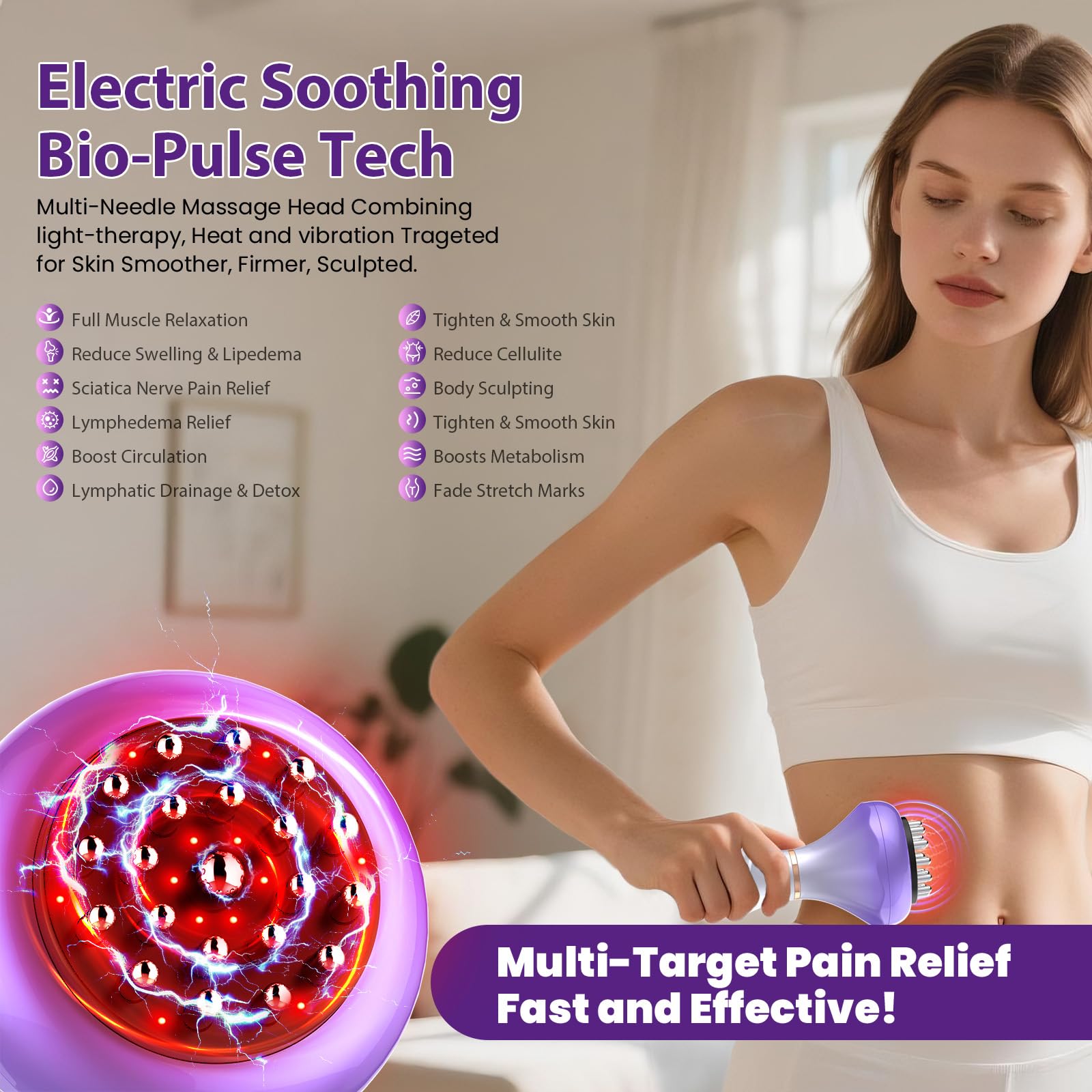 Lymphatic Drainage Massager, Anti Cellulite Massage Tool For Thigh & Belly Stretch Marks & Cellulite Reduction, Handheld Massage tools for Sciatica Nerve, Legs, Arms, Hip, Muscle, Low Back Pain Relief AIHEU buy supplements Au
