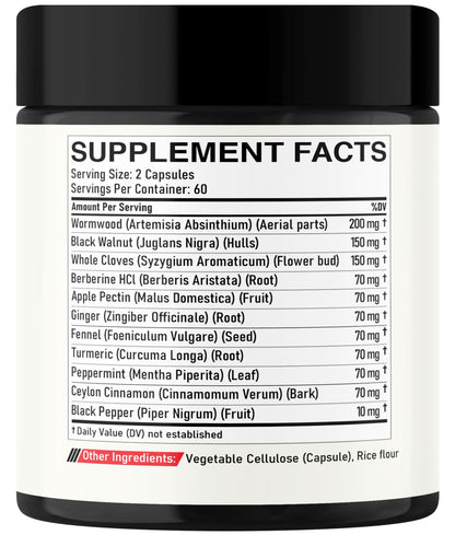 DEDICAD Wormwood Supplement - 120 Capsules Extracted from Black Walnut, Cloves, Turmeric, Apple, Berberine HCl & More - 11 Ingredients Combined for Immune System - 2-Month Supply DEDICAD buy supplements Au