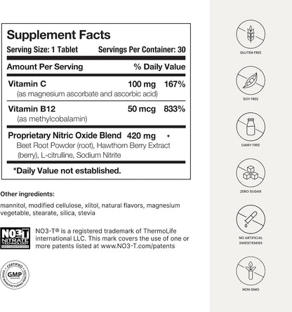 HumanN Neo40 Daily Heart & Blood Circulation Supplements to Boost Nitric Oxide - Supports Blood Pressure - from Maker of SuperBeets -Includes 30 Dissolvable Tablets - Tasty Fruity Flavor