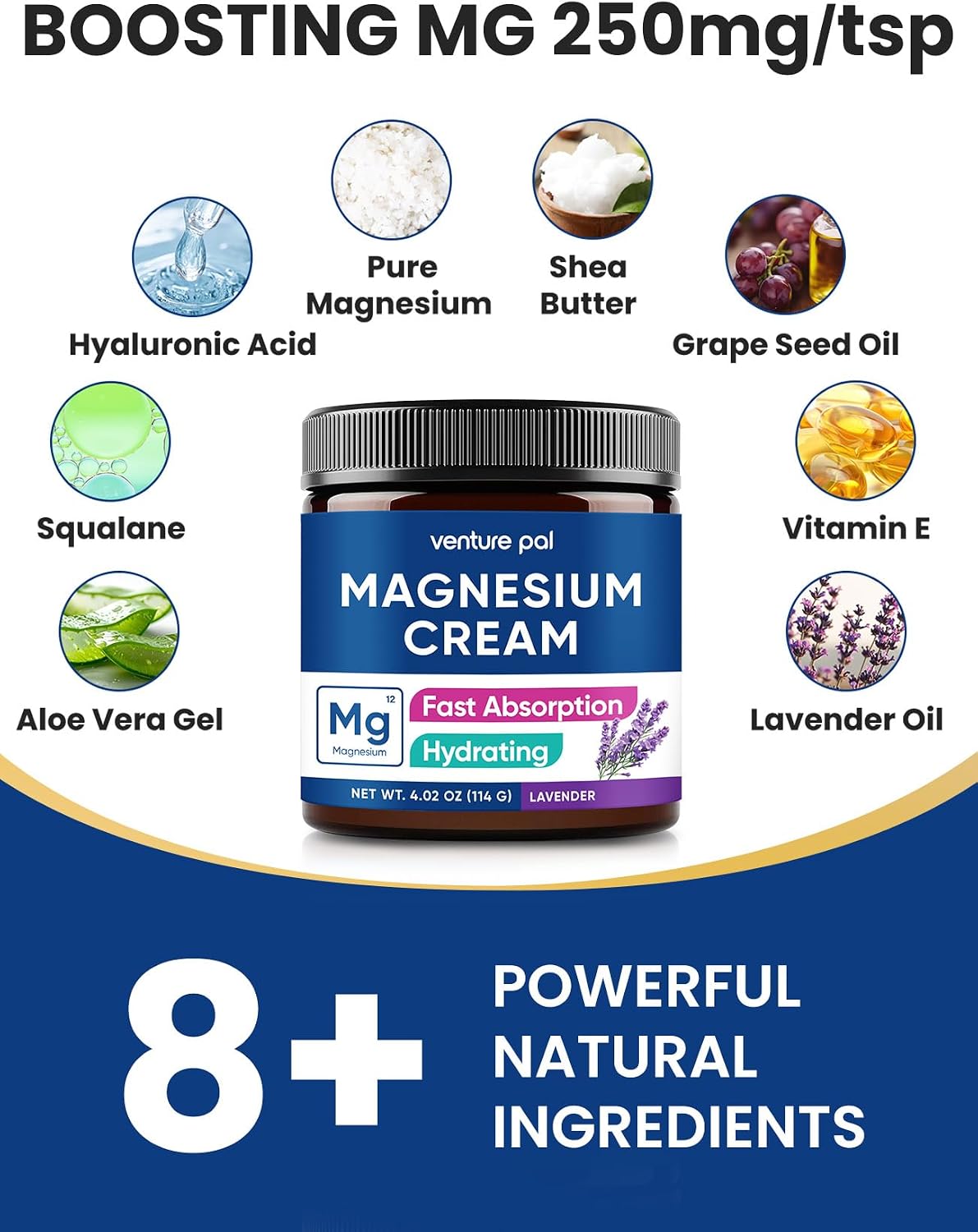 Venture Pal Magnesium Cream & Lotion Lightweight Moisturizing Lotion for Legs & Feet – Safe for Kids – Gifts For Women