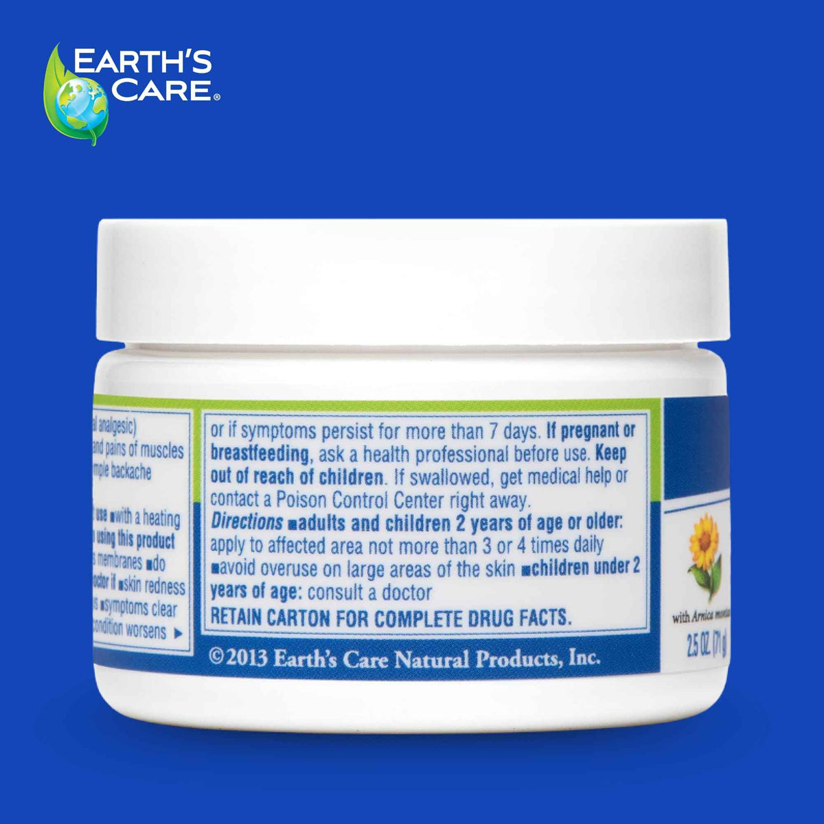 Earth's Care Muscle & Joint Rub - for Sore Muscles, Bruises, Aches and Strains - 2.5 OZ.