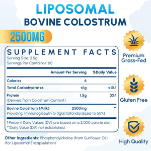 Zdoroviye Liposomal Bovine Colostrum Powder Supplement 2500 mg, Higher Absorption Than Regular Bovine Colostrum (60 Servings) ZdoroviyeBuy Supplements Australia
