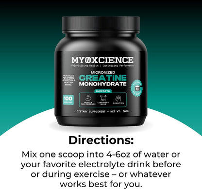 MYOXCIENCE Micronized Creatine | Supports Muscle Performance, Lean Body Mass, & Cognition | 100 Servings