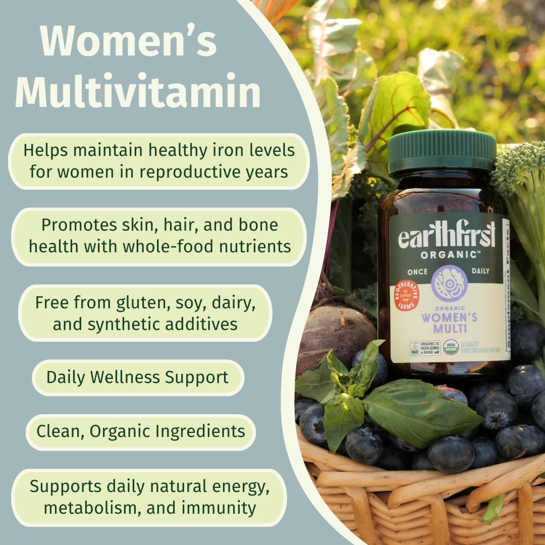 EarthFirst Organic Women’s Multi Once Daily, Women's Multivitamin, Iron, Vitamin B12 & More, 19 Vitamins from Herbs & Superfoods, 30 Count EarthFirst Organic buy supplements Au