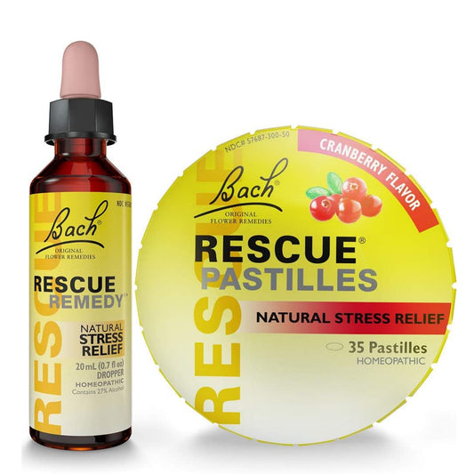 Bach RESCUE PASTILLES, Cranberry Flavor, 35 Count, and Bach 20mL Dropper, Natural Stress Relief, Homeopathic Flower Remedy, Vegetarian, Gluten and Sugar-Free, 35 Count