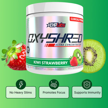 EHP Labs OxyShred Pre Workout Powder - Preworkout Powder with L Glutamine & Acetyl L Carnitine, Energy Boost Drink - Kiwi Strawberry, 60 Servings EHP Labs buy supplements Au