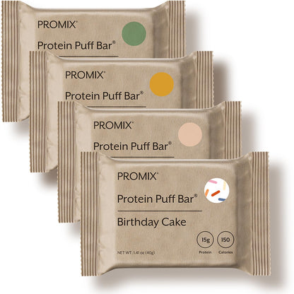 ProMix Nutrition Protein Puff Bars - Variety Pack - Vanilla, Chocolate, Strawberry, Blueberry - Marshmallow Crispy Treat - High Protein & Low Calorie - 12 Bars