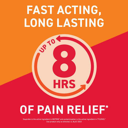 Motrin Dual Action with Tylenol, Ibuprofen & Acetaminophen Fast-Acting, Long Lasting Pain Reliever for Minor Aches & Pains, Ibuprofen (NSAID) 125 mg & Acetaminophen 250 mg, 120 ct Motrin buy supplements Au
