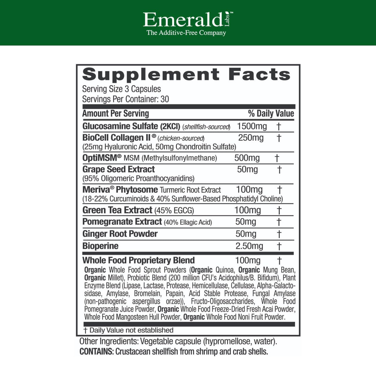EMERALD LABS Joint Health - Biocell II Collagen, OptiMSM, Glucosamine, Meriva Turmeric Curcuminoids & More - Joint Health, Mobility & Flexibility Support* - 90 Vegetable Capsules (30-Day Supply) EMERALD LABSBuy Supplements Australia
