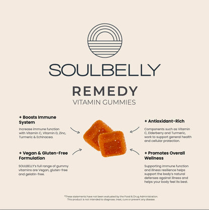 SOULBELLY Super Immunity | Remedy Vitamin Gummies for Immune Support | Vegan | Gluten-Free | Non-GMO | 60 Count SOULBELLY buy supplements Au